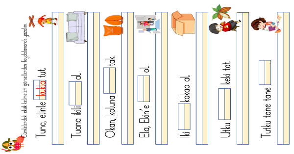 1. Sınıf İlk Okuma Yazma U-u Sesi Görsellerle Cümle Oluşturma Etkinliği