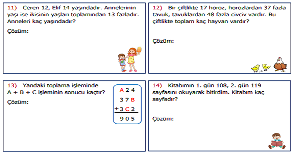 3.Sınıf Matematik Toplama İşlemi ile İlgili Problemler Etkinliği 3