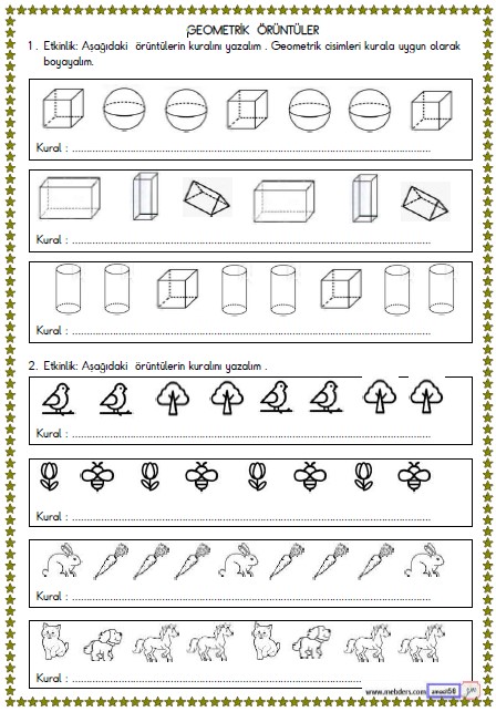 2. Sınıf Matematik Geometrik Örüntüler Etkinliği 2