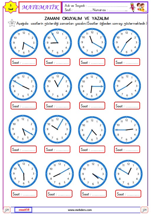 3. Sınıf Matematik Zamanı Okuyalım ve Yazalım Etkinliği 14