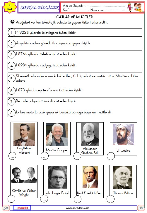 4. Sınıf Sosyal Bilgiler Teknolojinin Öyküsü Etkinliği 5