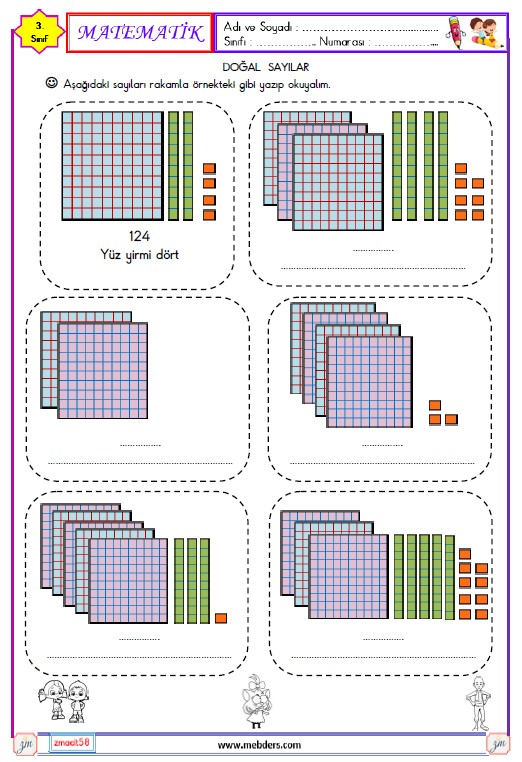 3. Sınıf Matematik Doğal Sayıları Okuma ve Yazma Etkinliği 3