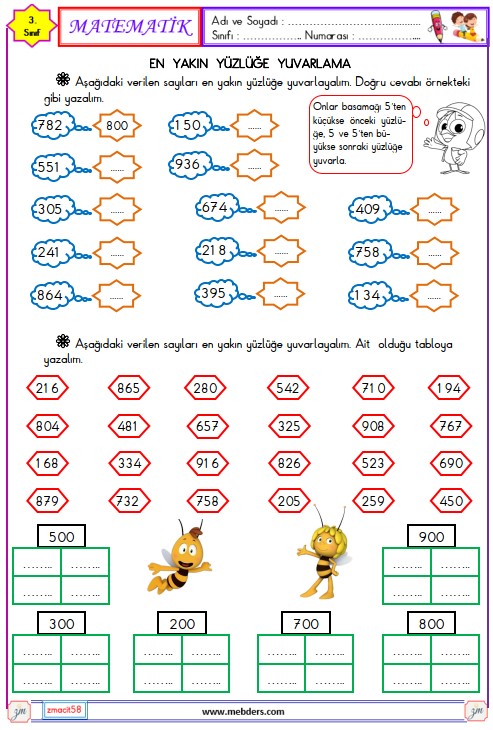 3. Sınıf Matematik En Yakın Yüzlüğe Yuvarlama Etkinliği