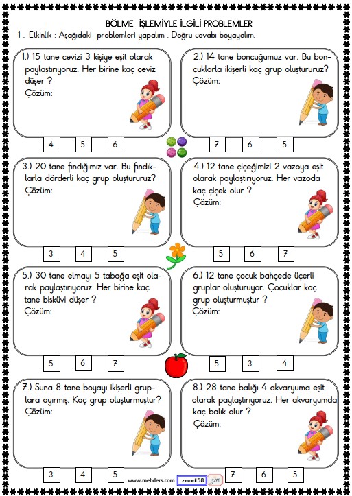 2. Sınıf Matematik Bölme İşlemi Problemler Etkinliği 11