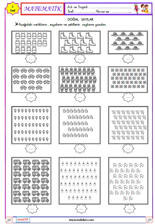 2. Sınıf Matematik Sayıları Okuma ve Yazma Etkinliği 1