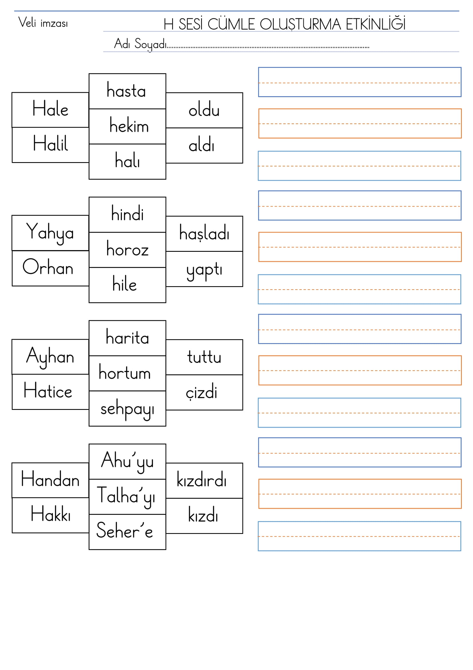 1 Sınıf H Sesi Görsel Dikte Etkinliği Meb Ders